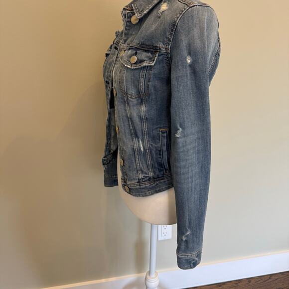 American Eagle Denim Jacket Size Medium Distressed Jean Jacket - Picture 5 of 13